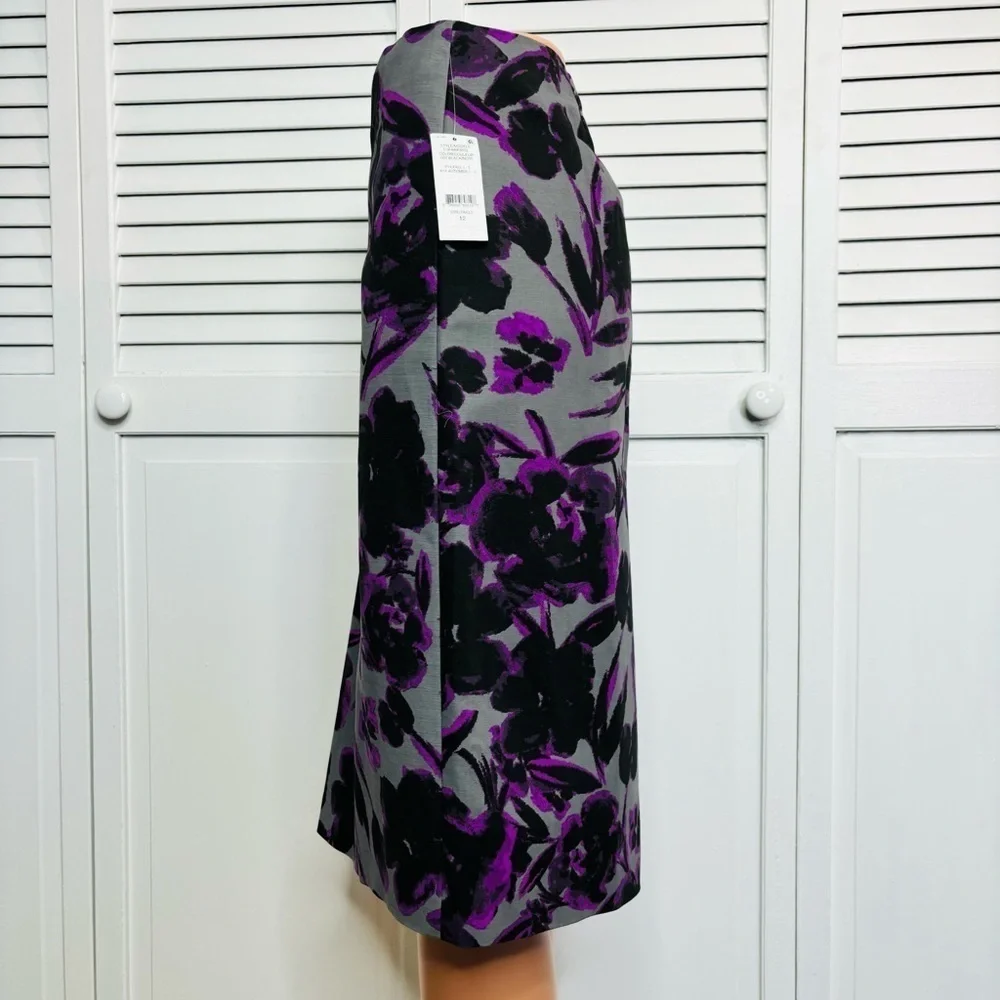 New LORD & TAYLOR Gray Purple Floral Pencil Skirt Size 12 - Picture 4 of 8